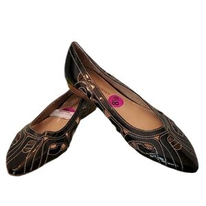 B Makowsky Patent Leather Black Women's Ballet Flats, Size 8.5